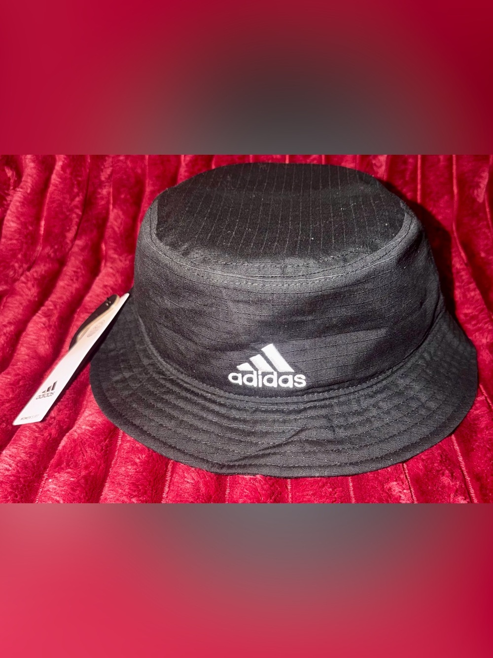 adidas Black Bucket Hat with White Trefoil Logo